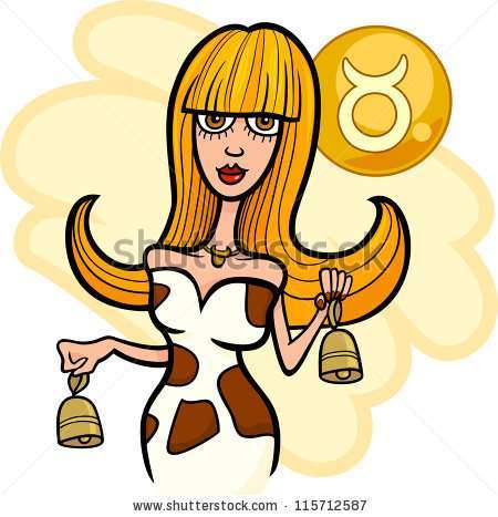 stock-photo-illustration-of-beautiful-woman-cartoon-character-with-cow-bells-and-taurus-horoscope-zodiac-sign-115712587