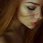 women-model-face-portrait-closed-eyes-redhead-freckles-long-hair-depth-of-field-1080P-wallpaper